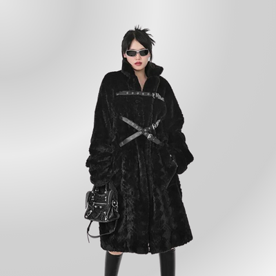 Manteau Gothique Fourrure Noire