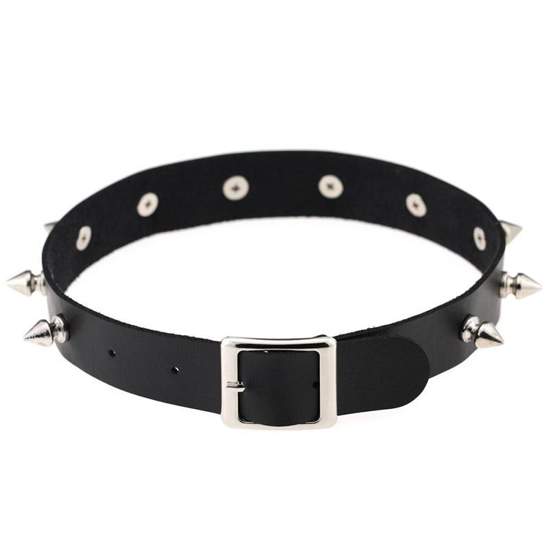 Collier Ras-du-cou Gothique Restyle – Noir Effet Cuir Et Chaînes, Neuf Avec étiquettes