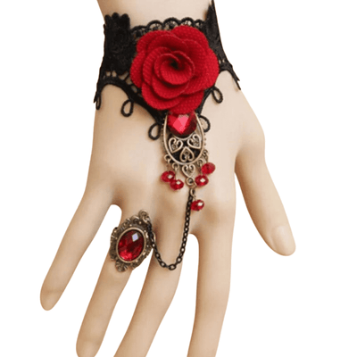 Bracelet Bague Gothique Rouge
