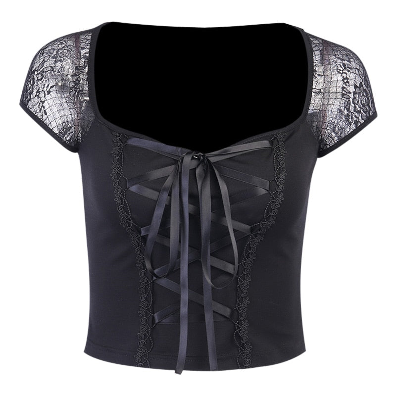 Top Halloween Femme Manches Longues Dentelle Gothique - Unisexe, Léger Et Confortable Pour Fêtes